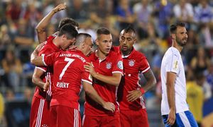 Alegría de los jugadores del Bayern Munich en un partido de la actual temporada